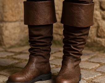 Handmade Viking Leather Boots – Medieval Renaissance LARP Shoes, Unisex Vintage Fantasy Footwear for Cosplay & Reenactment