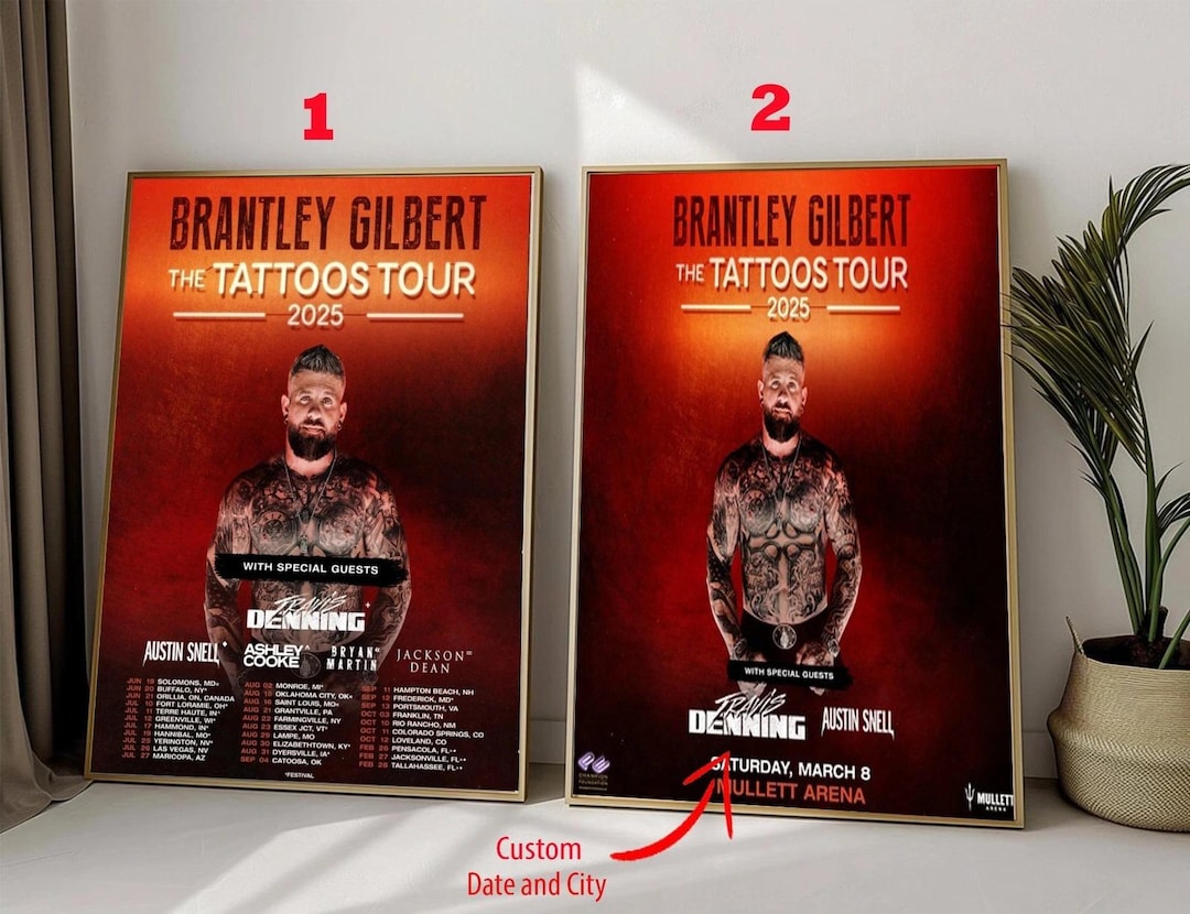 Brantley Gilbert The Tattoos Tour 2025 Poster Etsy