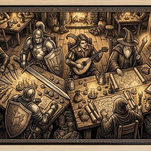 D&D Tavern Scene Desk Mat RPG Gaming Mousepad – Epic Fantasy Tabletop Adventure Art
