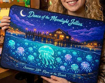Stardew Valley Moonlight Jellies Magical Night Ocean Pier Desk Mat Extended Mousepad Gaming Office Workspace Gift