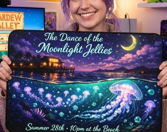 Stardew Valley Dance of The Moonlight Jellies Dance Desk Mat Gaming Mouse Pad Extended Night Sky Ocean Magical Jellyfish Gift for Gamers