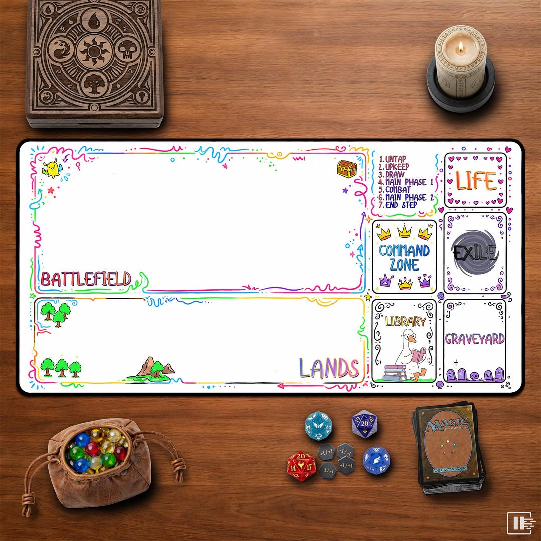 Sketch Style MTG Playmat Cute Doodle Commander Zones Collection
