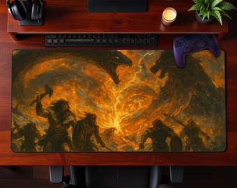 Podkładka pod mysz Ragnarok Norse Warrior Viking Extended z motywem Dark Fantasy Gaming Office Setup Art Gift