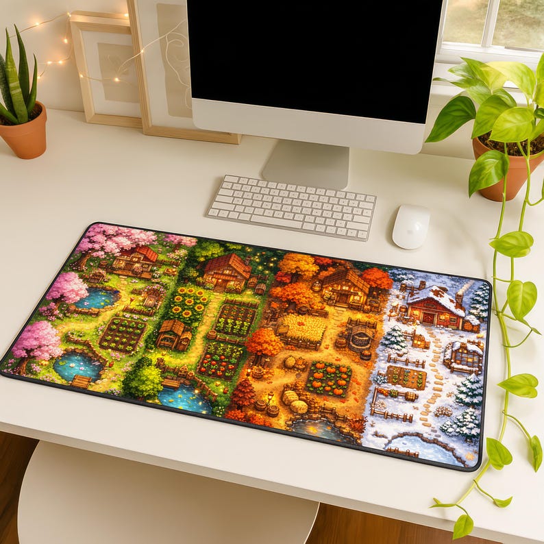 Stardew Valley Desk Mat Four Seasons Farm Pixel Art Gaming Mouse Pad XXL Extended Keyboard Pad Cozy Cottage Gamer Setup Gamer Gifts Idea image 10