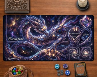Cosmic Dragon MTG Playmat Desk Mat Galaxy Dragon Gaming Mousepad Magic The Gathering TCG Player Gift Gamer Accessory