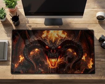 Balrog of Moria Desk Mat Lord of The Rings Fiery Maiar Gaming Mousepad Gandalf Battle Bridge of Khazad Dum