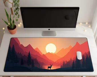 Firewatch Desk Mat Nature Landscape Cozy Gaming Mousepad XXL Adventure Gamer Desk Mat Forest Lake Sunrise Mouse Pad Indie Games Gamer Gift