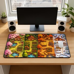 Stardew Valley Desk Mat Four Seasons Farm Pixel Art Gaming Mouse Pad XXL Extended Keyboard Pad Cozy Cottage Gamer Setup Gamer Gifts Idea image 9