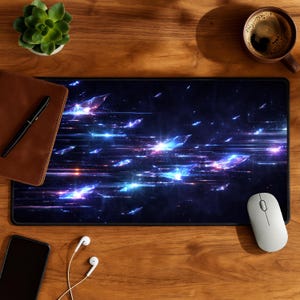 Cosmic Crystal Shards Desk Mat Hyper Light Fragments Mousepad XXL Futuristic Gaming Setup Aesthetic Gamer Accessories Desk Decor Gift Idea V