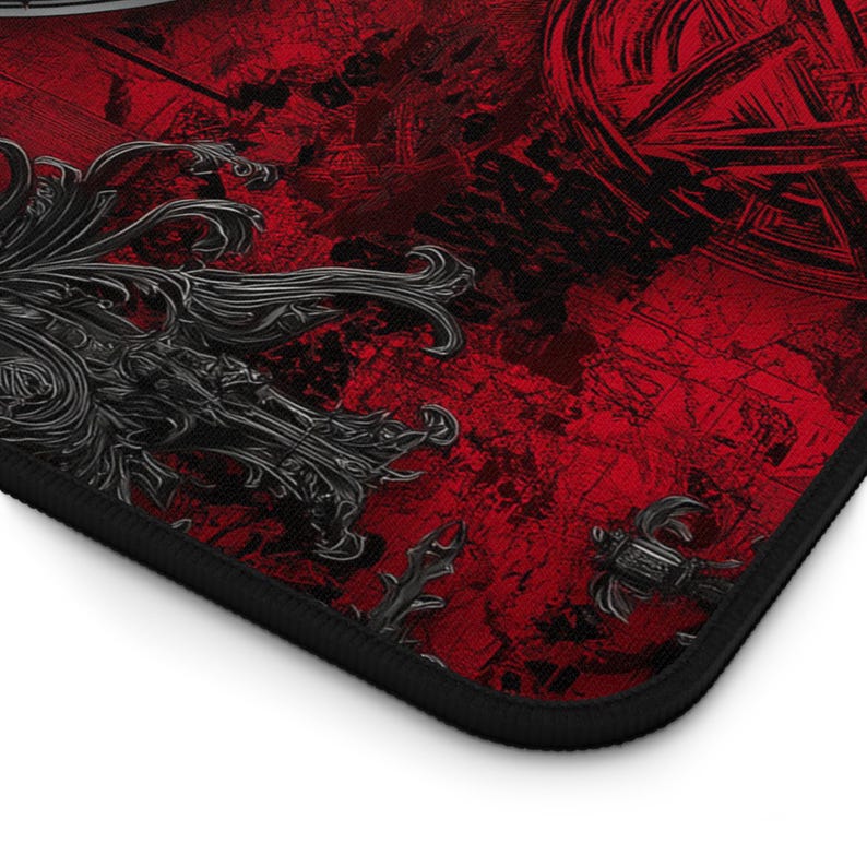 Gothic Gaming Mousepad XXL, Satanic Desk Mat with Pentagram and Ritual Runes, Large Extended Mouse Pad for Gaming, Streaming, and Desk Decor image 2