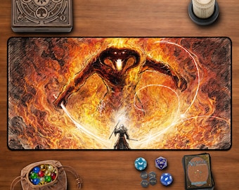 Gandalf vs Balrog Desk Mat - Lord of The Rings Moria Bridge Battle Scene Khazad Dum Gaming Mouse Pad LOTR Fan Gift