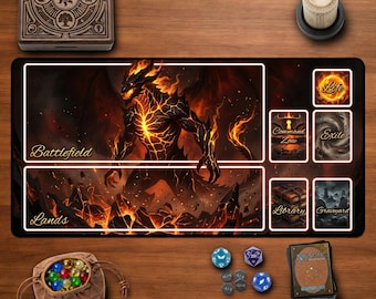 Infernal Demon MTG Playmat with Commander Zones Hellfire Fantasy Artwork Dark TCG Desk Mat Trading Card Game Mousepad for Magic Players