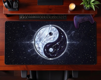 Cosmic Crystal Yin Yang Desk Mat Celestial Balance Mouse Pad Spiritual Extended Mousepad Gaming Office Workspace Gift