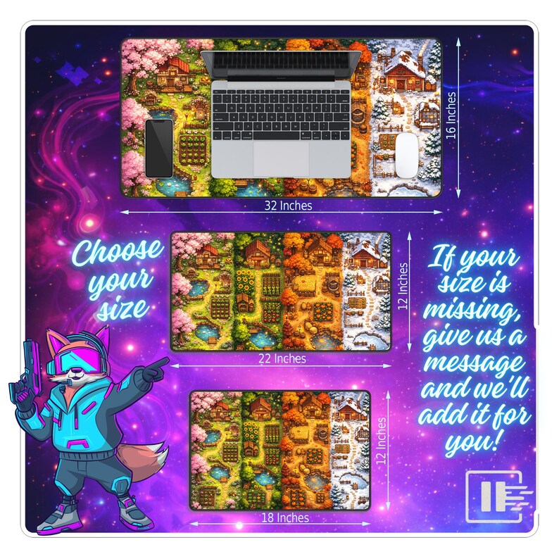 Stardew Valley Desk Mat Four Seasons Farm Pixel Art Gaming Mouse Pad XXL Extended Keyboard Pad Cozy Cottage Gamer Setup Gamer Gifts Idea image 5