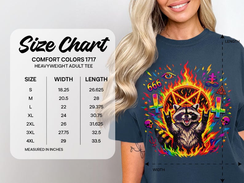 Satanic Raccoon Design, Demonic Rock and Roll Raccoon, Occult Pentagram Art, Inverted Cross 666, Dark Goth Graphic, Edgy Vibrant