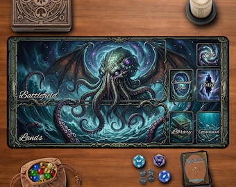 Cthulhu MTG Playmat Eldritch Horror Desk Mat Cosmic Gaming Pad Tentacle Monster Art Game Room Decor Magic The Gathering TCG Mousepad