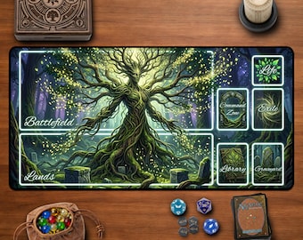 Ancient Forest Treefolk MTG Playmat Desk Mat Gaming Mousepad TCG Gamer Gift Enchanted Roots Nature Elemental Game Board Art