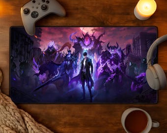 Solo Leveling Mouse Pad XXL Anime Desk Mat Sung Jin-Woo with Shadow Army Art Dungeon Hunter Decor Otaku Gaming Gift Fantasy Gamer Room Decor