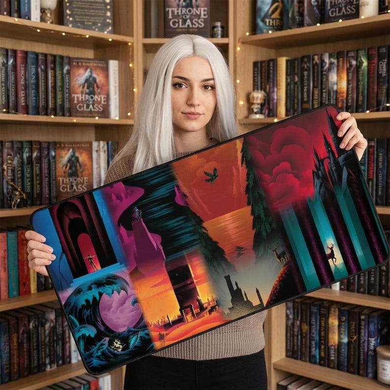 Throne Of Glass Desk Mat TOG Art Mousepad XXL Kingdom Of Ash Dark Academia Fantasy Art Gamer Desk Decor Booktok Gifts Valentines Day Gift image 2