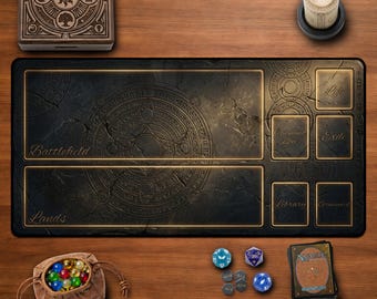 Ancient Runic MTG Playmat Desk Mat Stone Design TCG Mousepad Commander Gaming Pad Fantasy Clean Minimalistic Stone Engraving Tabletop Game