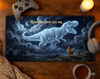 Remember Who You Are Desk Mat T Rex Cloud Night Sky Chicken Desk Pad Gaming Mousepad Gamer Pad Inspirational Large Office Desk Decor
