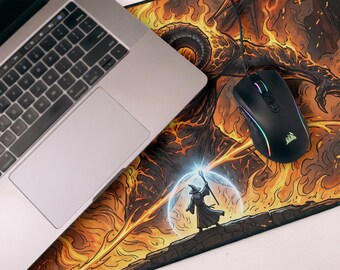 Lord of The Rings Desk Mat Balrog Gandalf Battle Moria Bridge Khazad Dum Mousepad You Shall Not Pass Gaming Pad
