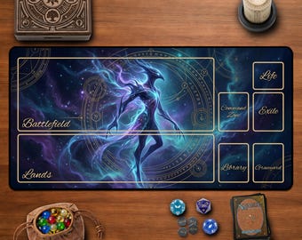 Celestial God MTG Playmat Cosmic Desk Mat Gaming Mousepad TCG Magic The Gathering Mat Nebula Fantasy Space Art Gamer Setup