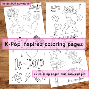 K-Pop Coloring Pages: Learn Hangul & Korean Vocabulary (PDF Download)