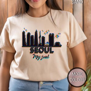 Seoul &#39;Meine Seele&#39; Stadt Skyline Unisex Softstyle T-Shirt, T-Shirt für Reisende, Stadt-Liebhaber-Geschenk, koreanisches T-Shirt, Seoul Souvenir Baumwoll-Shirt,