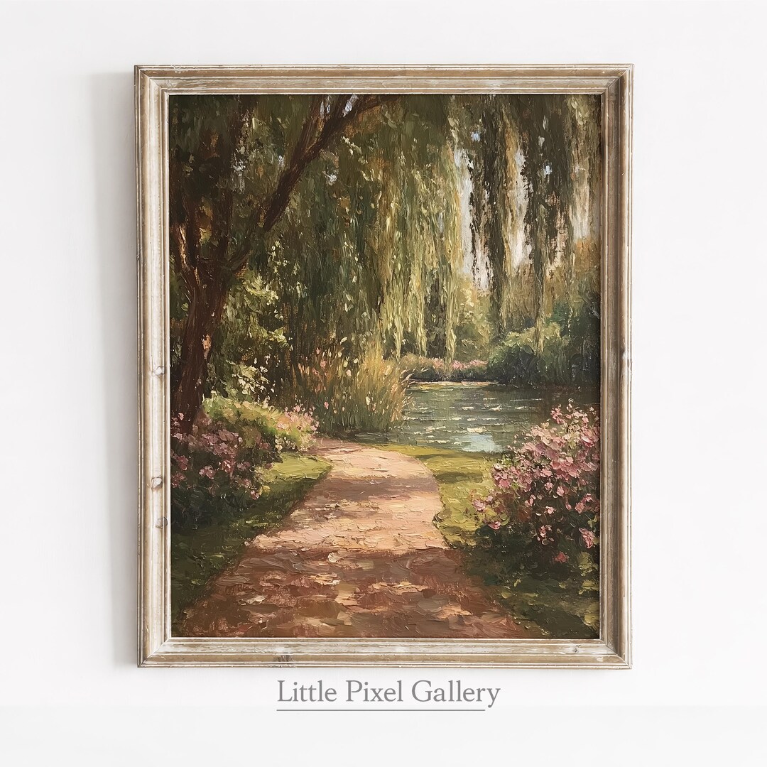 Vintage Garden Pathway Print – Romantic Cottagecore Landscape (digital ...