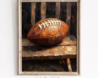 Vintage Football Still Life Art – Sepia Cottagecore Print (Digital Download)