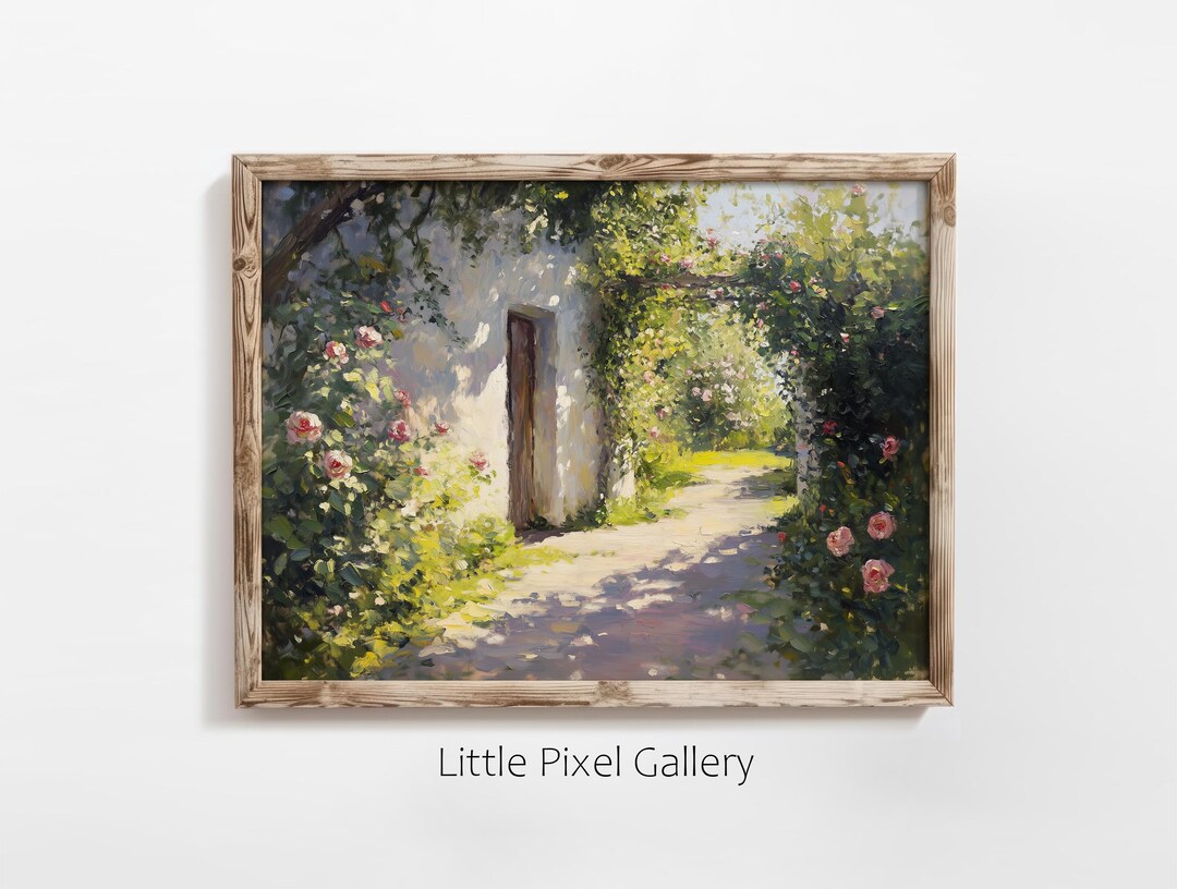 Cottagecore Printable Garden Path Art - Sunlit Rustic Landscape, Cozy ...