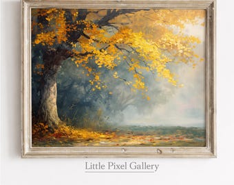 Monet inspirierte Herbstlandschaft Kunstdruck | Vintage Cottagecore (Digitaler Download)