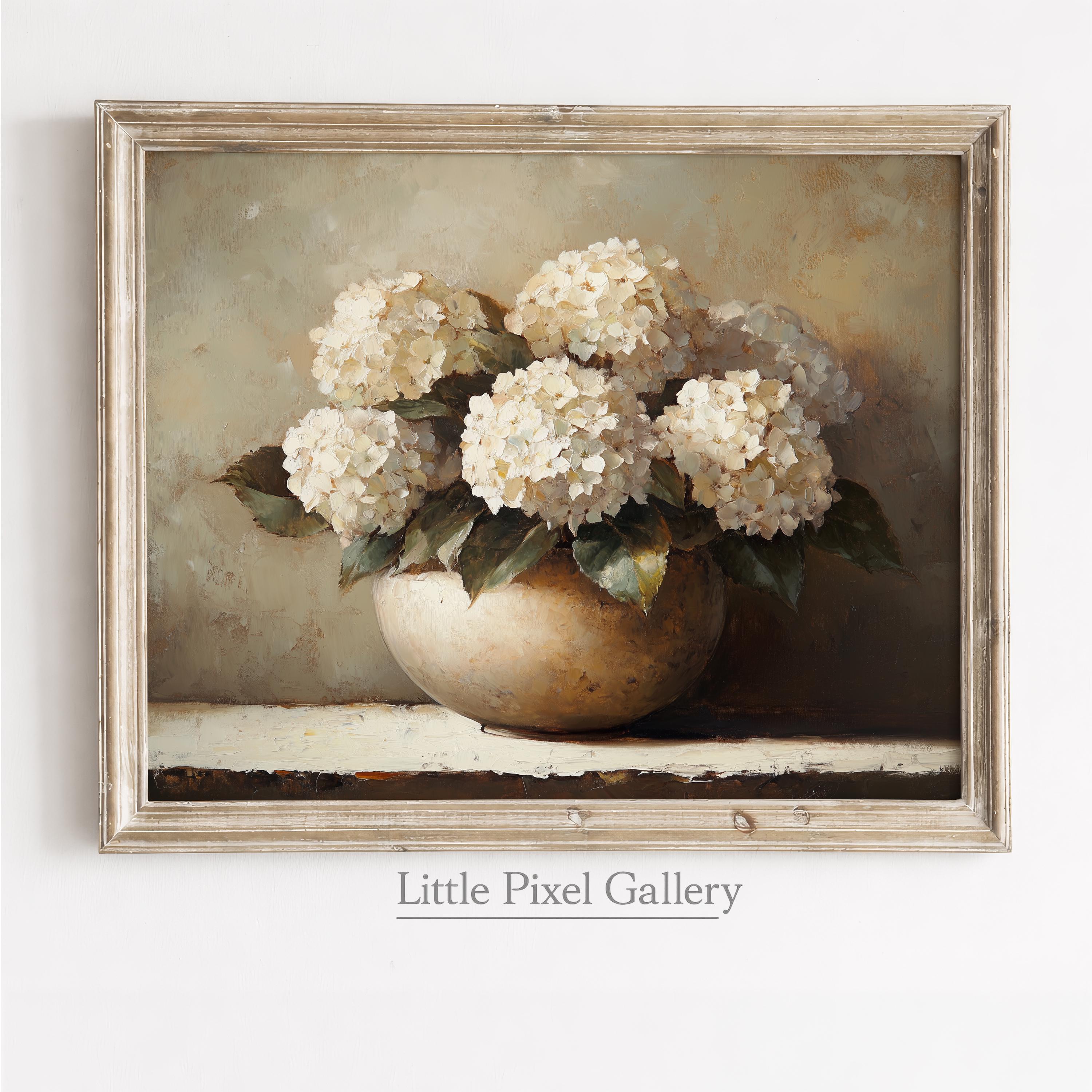 Hydrangea Still Life Print | Vintage Floral Farmhouse Art (digital