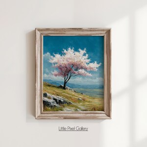 Cherry Blossom Tree Print: Rustic Cottagecore Spring Landscape (Digital Download) 187