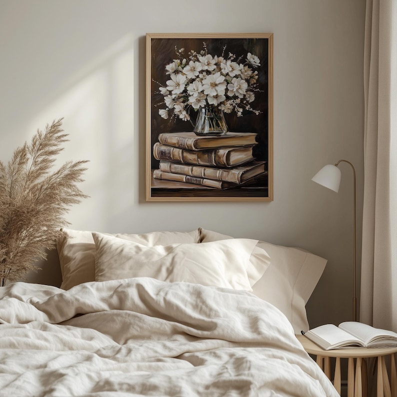 Vintage Printable Still Life of Antique Books With Blossoms - Rustic ...