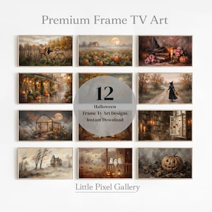 Halloween Frame TV Art Set of 12, Spooky Pumpkin Patch & Witchy Autumn Interiors, Farmhouse Fall Landscape, Digital Download 3178