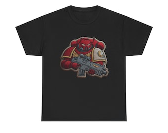 Space Marine Soldier red templars 40k warhammer 40,000 imperium embroidery patch style T-Shirt | Armored Sci-Fi Infantry Graphic Tee
