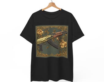 Unisex Heavy Cotton Tee rifle ak gun guns art nouveau cool gift 47 long gun mens men cool gift
