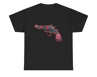 Floral Revolver T shirt guns roses big iron .38 .357 .44 .45 long colt Tee | Gun Illustration Tee, Vintage Handgun Graphic