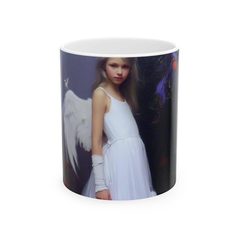 Angel Girl Illustration mug | Ceramic Mug coffee tea cherub christmas cool gift image 1