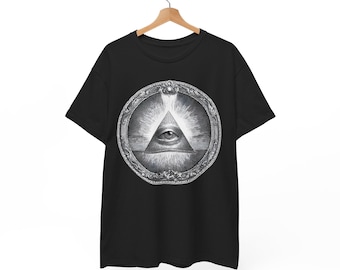 All Seeing Eye Pyramid T-shirt | Illuminati Symbol, Mystic Occult Design cool gift providence of