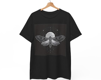 Lunar Death's-head Moth T-Shirt | Celestial Moth Illustration, Gothic Tee witch wizard halloween cool gift