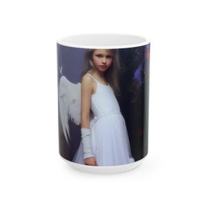 Angel Girl Illustration mug | Ceramic Mug coffee tea cherub christmas cool gift image 2