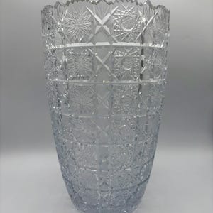 10” Czech Bohemian Brilliant Cut Crystal Vase