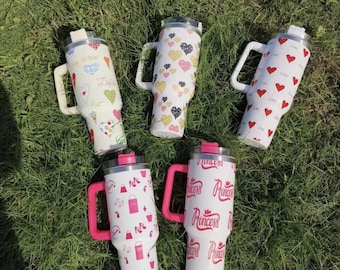 New 40 oz Tumbler with Handle and Straw, Tumbler with Lid and Straw, Insulated Stainless Steel