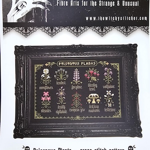 Poisonous Plants Cross Stitch Pattern The Witchy Stitcher Strange Cross Stitch Unusual Cross Stitch Goth Witch Cross Stitch Alternative