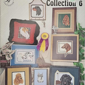 May include: A collection of framed dog portraits, including a poodle, dachshund, and Borzoi, displayed on a wall. The word "DOGS" is at the top, with "Collection 6" below. The designer's name, Stephanie Seabrook Hedgepath, is at the bottom.