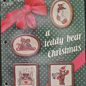 Teddy Bear Christmas Cross Stitch Pattern: Vintage Dale Burdett Design