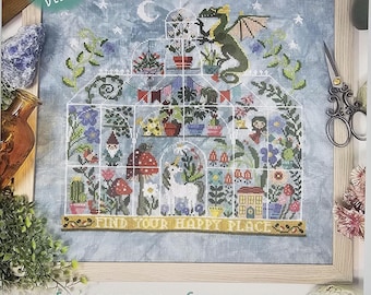Fantastical Greenhouse Cross Stitch Pattern Tiny Modernest Cross Stitch Complete Series